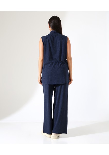 Kadın Sıfır Kol Yün Viskon Boğazlı Bluz