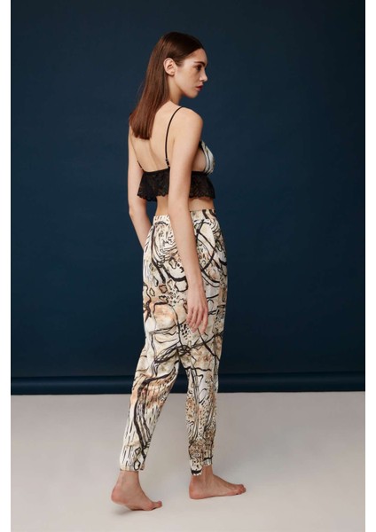 Kadın Baskılı Dantel Braletli Saten 3'lü Pijama Takımı 30021 indirimleri