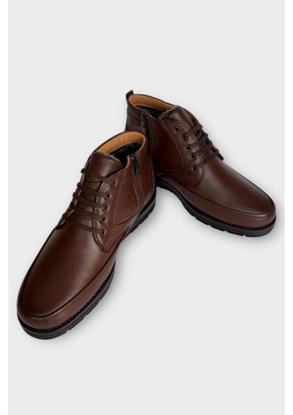 Erkek Hakiki Deri Içi Kürklü Fermuarlı Bot Kahverengi fırsatları