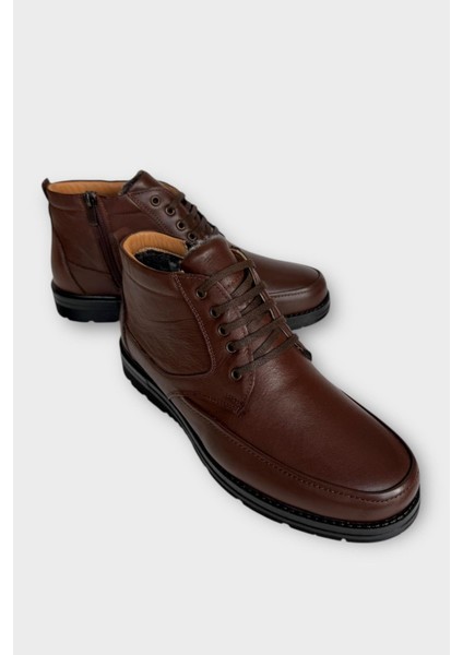 Erkek Hakiki Deri Içi Kürklü Fermuarlı Bot Kahverengi indirimleri