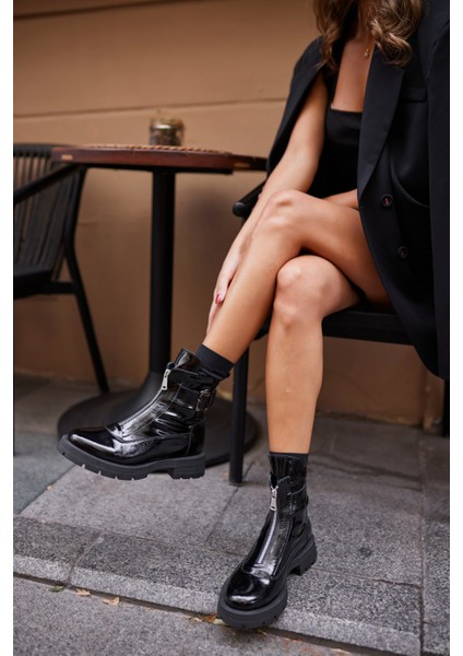 Area Kadın Siyah Gercek Deri On Fermuar Strec Detayli Bot fiyatları