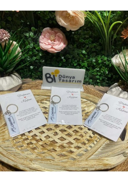 Uv Baskı Anahtarlık Söz, Nişan, Nikah, Düğün, Kına 10 Adet modelleri