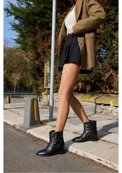 Fredy Kadın Siyah Gercek Deri Dolgu Topuk Bot