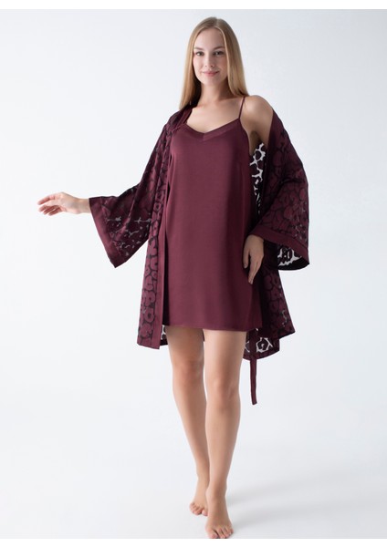 Bordo Kadın Sabahlık 50VIV10418