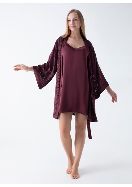 Bordo Kadın Sabahlık 50VIV10418 fiyatları