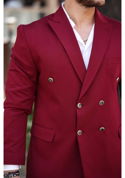 Erkek Slim Fit Penye Kumaş Kruvaze Ceket modelleri