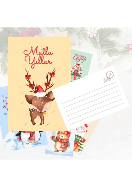 20 Parça Yılbaşı Kartpostal, Zarf ve Sticker Seti (9 Adet Kartpostal, 9 Adet Zarf, 2 Sayfa Sticker) fırsatları