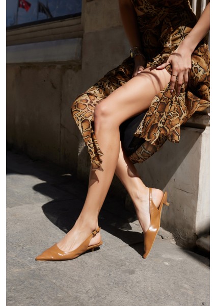 Murcia Kadın Siyah Mini Topuklu Slingback Ayakkabi
