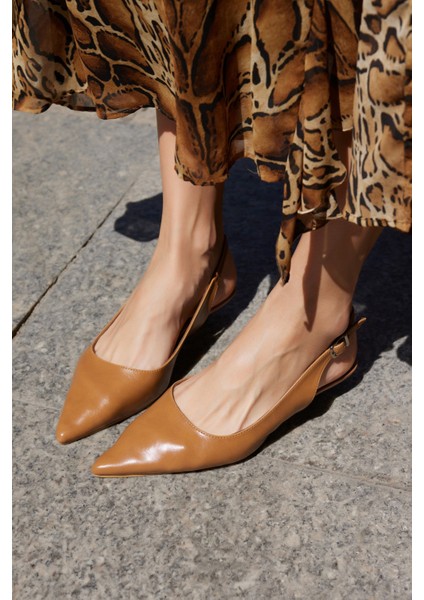 Murcia Kadın Siyah Mini Topuklu Slingback Ayakkabi