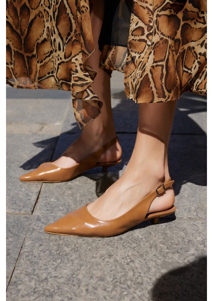 Murcia Kadın Siyah Mini Topuklu Slingback Ayakkabi
