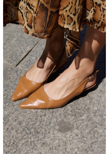 Murcia Kadın Siyah Mini Topuklu Slingback Ayakkabi