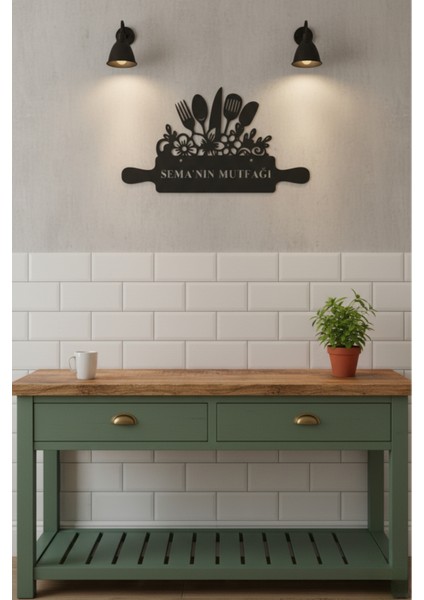 Kişiselleştirilmiş Isimli Metal Mutfak Tablosu Dekoratif Oklava Çiçek Figürü Ev Hediyesi fiyatları