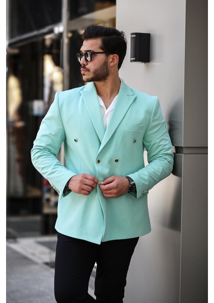 Erkek Slim Fit Penye Kumaş Kruvaze Ceket fiyatları