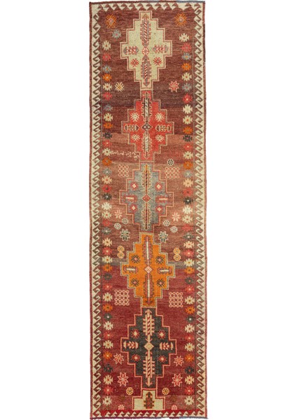 Sera Rustik Desenli Yün Yolluk 96X347 cm