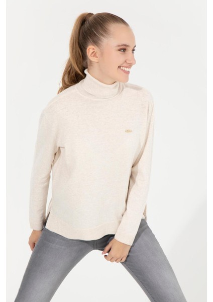 Kadın Krem Melanj Basic Kazak