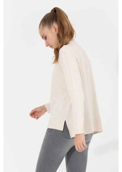 Kadın Krem Melanj Basic Kazak modelleri