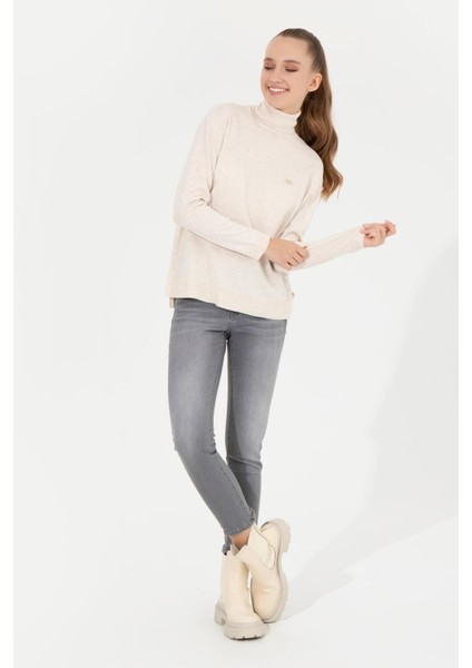 Kadın Krem Melanj Basic Kazak fırsatları