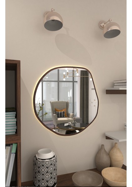 Özel Tasarım Siyah Mdf Çerçeveli Kablosuz Pilli LED Sistemi 4mm Rodajlı Lovee Ayna Seri fiyatları