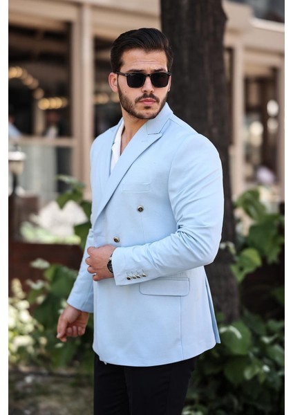 Erkek Slim Fit Penye Kumaş Kruvaze Ceket fiyatları