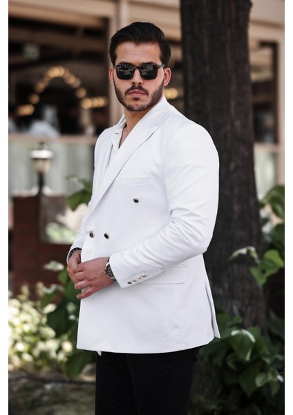 Erkek Slim Fit Penye Kumaş Kruvaze Ceket fiyatları