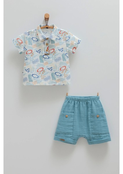 Colorfully Gömlek Şort Takım Mint Yeşili