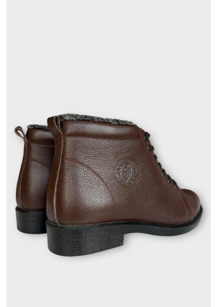 Erkek Hakiki Deri Içi Kürklü Kaydırmaz Kauçuk Taban Fermuarlı Bot Kahverengi indirimleri