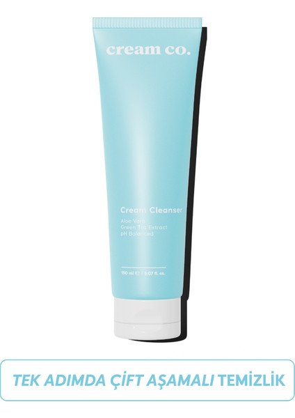 pH dengeli Krem Yüz Makyaj Temizleyici | Çift Aşamalı | Yeşil Çay Özü Aloe Vera | Tüm Cilt Tipleri