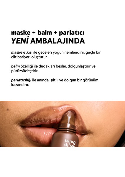 Nemlendirici Parlatıcı 3in1 Lip Balm | Dudak Bakım | Mocha Kahve | Hyaluronik Asit Seramid