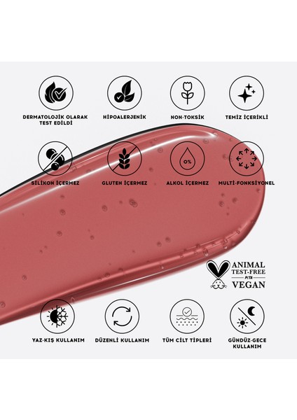 Nemlendirici Parlatıcı 3in1 Lip Balm | Dudak Bakım | Cupcake Rose Gülkurusu Hyaluronik Asit Seramid