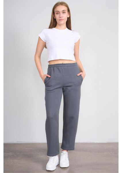 Çetinkaya Fithit 7633 Kadın 3 Iplik Dar Paça Eşofman Alt Koyu Gri