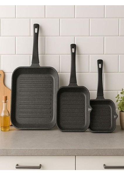 Hitit Siyah Granit Grill 3 Lütava Seti 20/24/28 cm