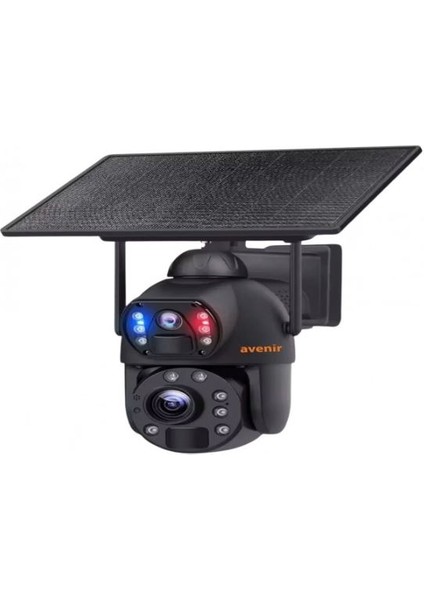 AV-S436 4g Solar Güneş Enerjili 6mp 36X Optikal Zoom Siren ve Sesli Uyarı 50 Metre Gece Görüş Mesafesi Ip Ptz Kamerası
