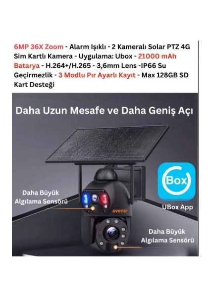 AV-S436 4g Solar Güneş Enerjili 6mp 36X Optikal Zoom Siren ve Sesli Uyarı 50 Metre Gece Görüş Mesafesi Ip Ptz Kamerası modelleri