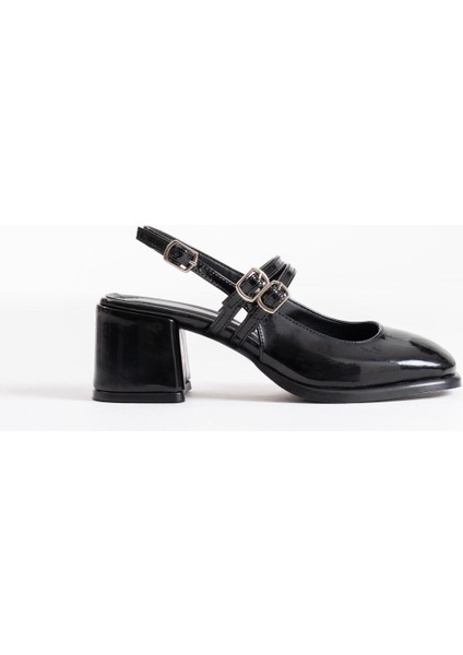 Modaserdem Faye Siyah Rugan Kadın Topuklu Ayakkabı