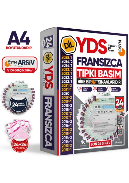 Karakutu Yayınları 2026 Yds Fransızca Ösym Tıpkı Basım Çıkmış Soru Deneme Paketi 24LÜ Fasikül Seti