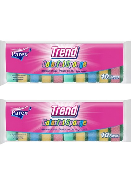 Trend 10'lu Rengarenk Düz Sünger İkili Paket