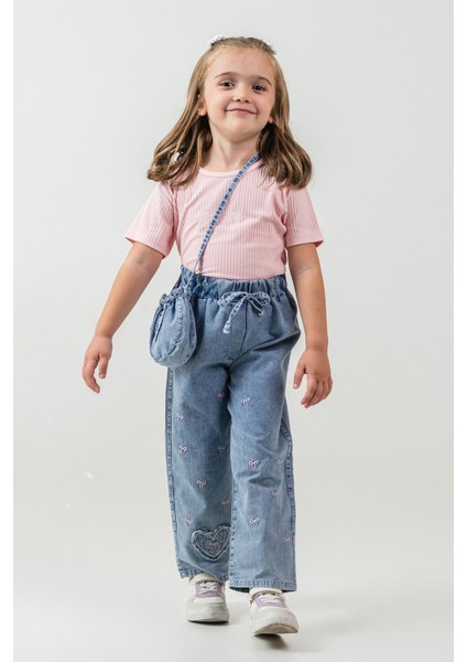 Kalp Nakışlı Çantalı Kız Çocuk 4\'lü Takım - 26K 2242 indirimleri