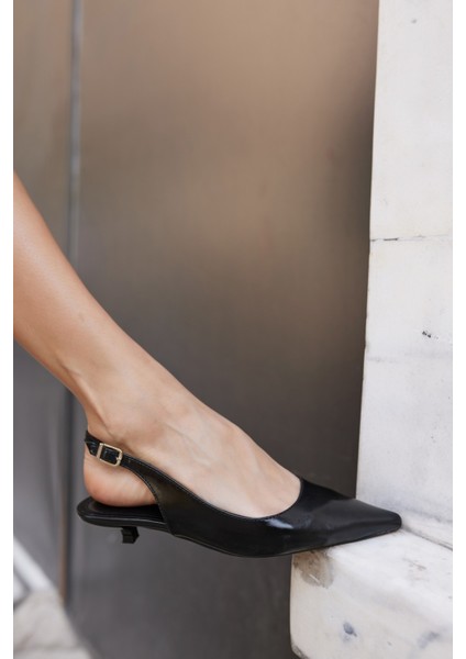 Murcia Kadın Siyah Mini Topuklu Slingback Ayakkabi indirimleri