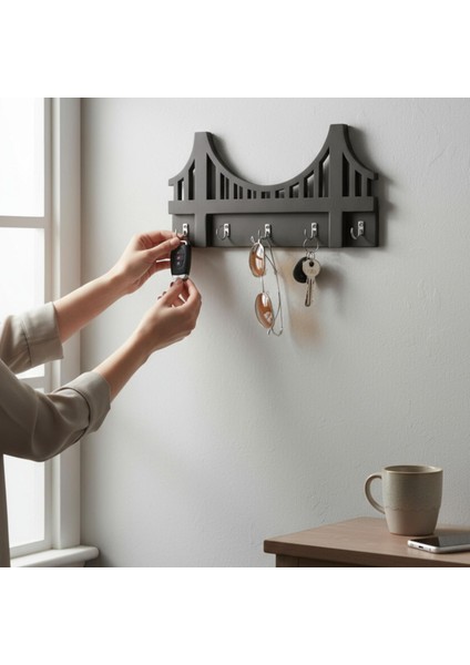 Ahşap Anahtar Askısı, Askılık, Ahşap Raflı Kapı Süsü, Vestiyer Alanı Dekoratif Ahşap Düzenleyici. indirimleri