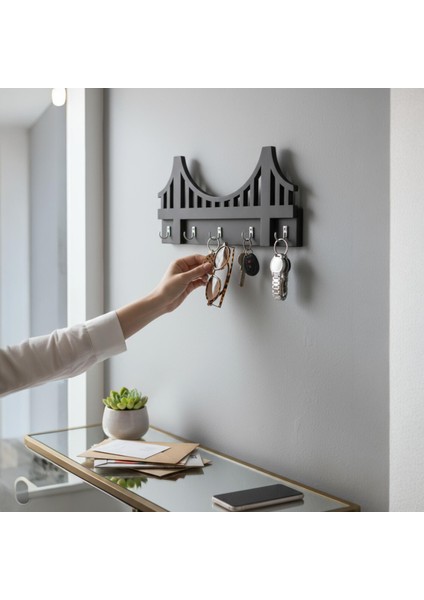 Ahşap Anahtar Askısı, Askılık, Ahşap Raflı Kapı Süsü, Vestiyer Alanı Dekoratif Ahşap Düzenleyici.