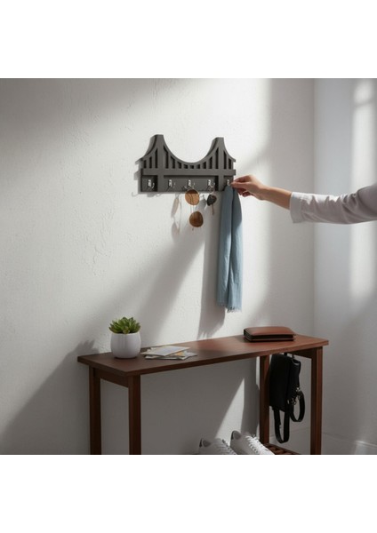 Ahşap Anahtar Askısı, Askılık, Ahşap Raflı Kapı Süsü, Vestiyer Alanı Dekoratif Ahşap Düzenleyici.