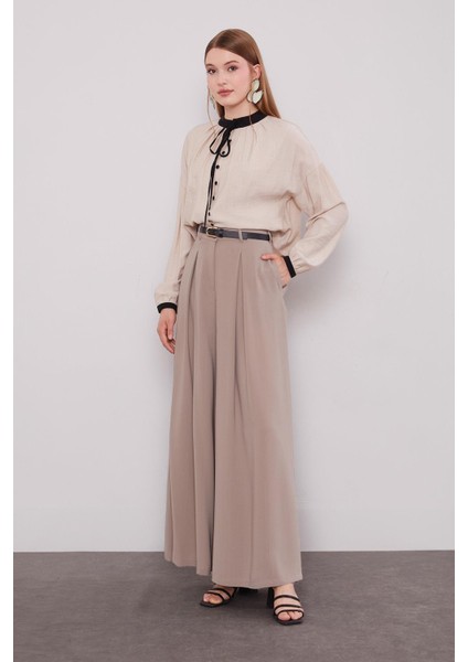 Vizon Geniş Paça Piliseli Pantolon Etek fiyatları