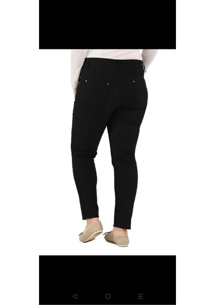 K26 1037 Sıyah Kadın Yuksek Bel 5 Cep Spor Kalıp Bılekte Dar Paca Lıkralı Pantolon