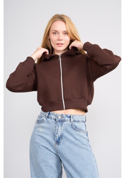 K26 24K107 Kahve Kadın 3 Ip Sardonlu Fermuarlı Sweat fiyatları