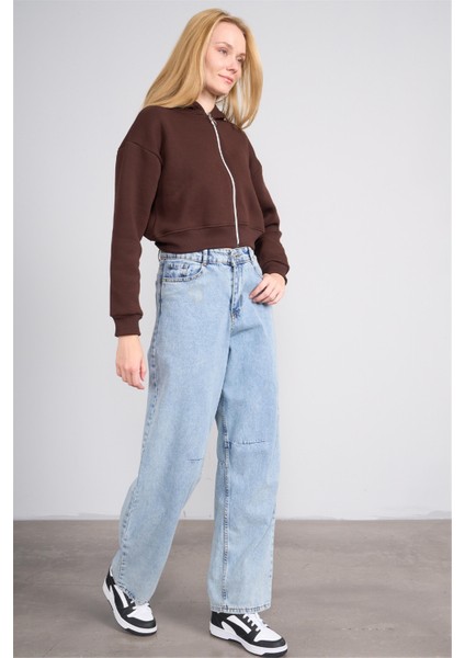 K26 24K107 Kahve Kadın 3 Ip Sardonlu Fermuarlı Sweat modelleri