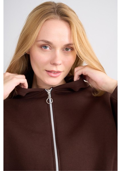 K26 24K107 Kahve Kadın 3 Ip Sardonlu Fermuarlı Sweat indirimleri