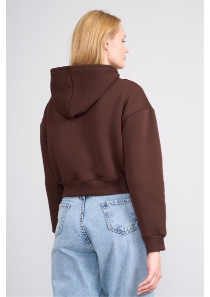 K26 24K107 Kahve Kadın 3 Ip Sardonlu Fermuarlı Sweat