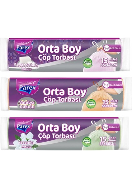 Orta Boy Büzgülü Kokulu 9 Adet Çöp Torbası Paketi fiyatları