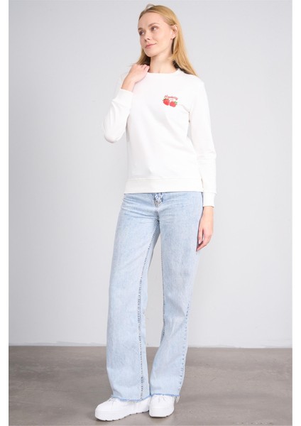 K26 24K114 Ekru Kadın Regular Fıt O Yaka 2 Ip Sweat fiyatları