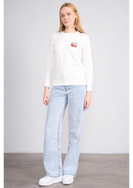 K26 24K114 Ekru Kadın Regular Fıt O Yaka 2 Ip Sweat modelleri